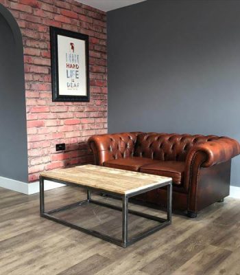 recycled pallet industrial steel base coffee table