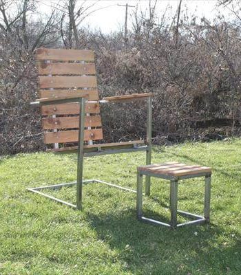 recycled pallet and steel patio chair