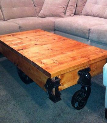 recycled pallet factory cart coffee table