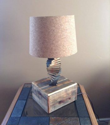 upcycled pallet spiral lamp