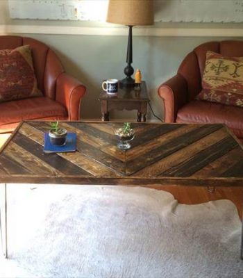 recycled pallet chevron coffee table