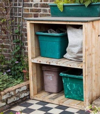 wooden pallet garden bin storage and garden storage unit