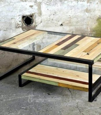 repurposed pallet and metal coffee table