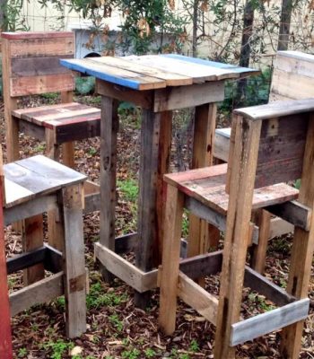 upcycled wooden pallet outdoor table and chair set