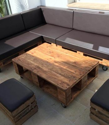 repurposed wooden pallet L-shape sitting set